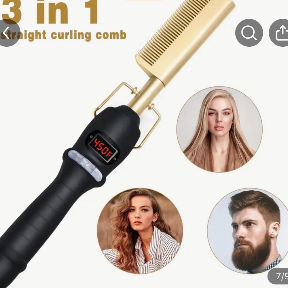 Electric Hair Styling Comb - Black